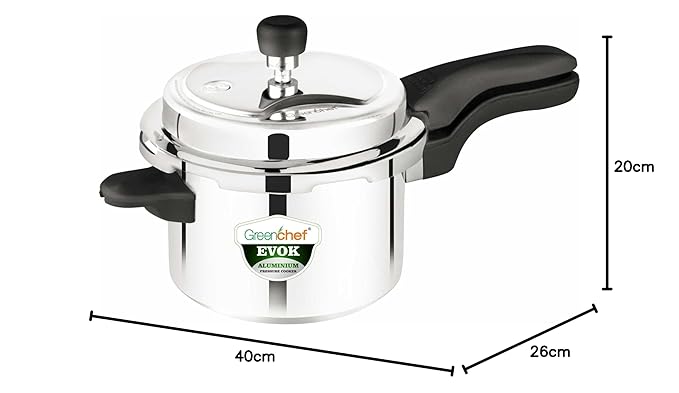 Greenchef Evok Strong Aluminium 5 L Pressure Cooker with Induction Base | Works on Induction Cooktop