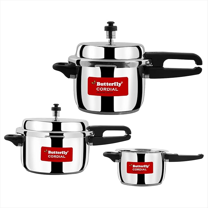 Butterfly Cordial 2 3 & 5 Litres Outer Lid SS Pressure Cookers 