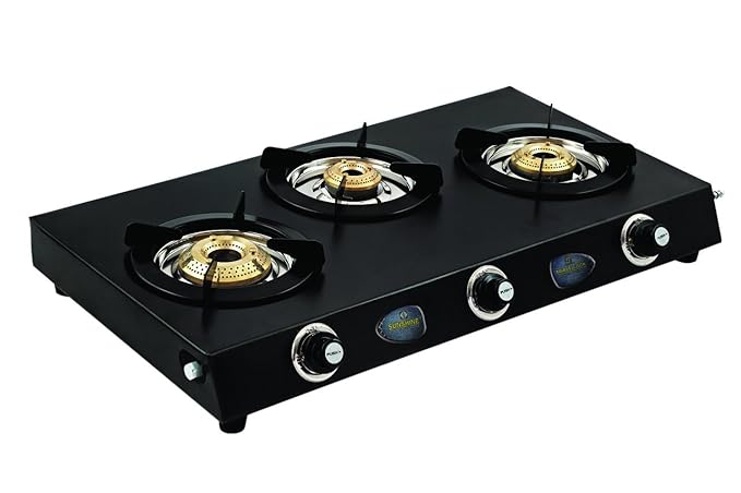 Sunshine T.Cook CTD 3 Burner Gas Stove Manual Ignition (Stainless Steel, ISI Certified)