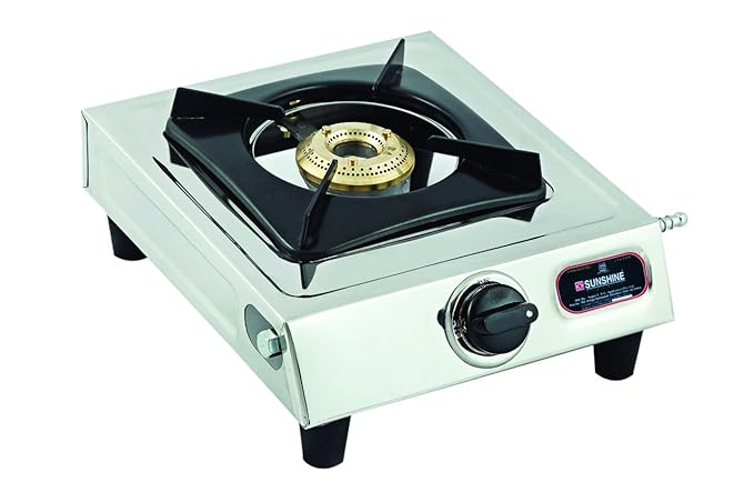 Sunshine Mini 1 Burner Gas Stove Manual Ignition (Stainless Steel, ISI Certified)